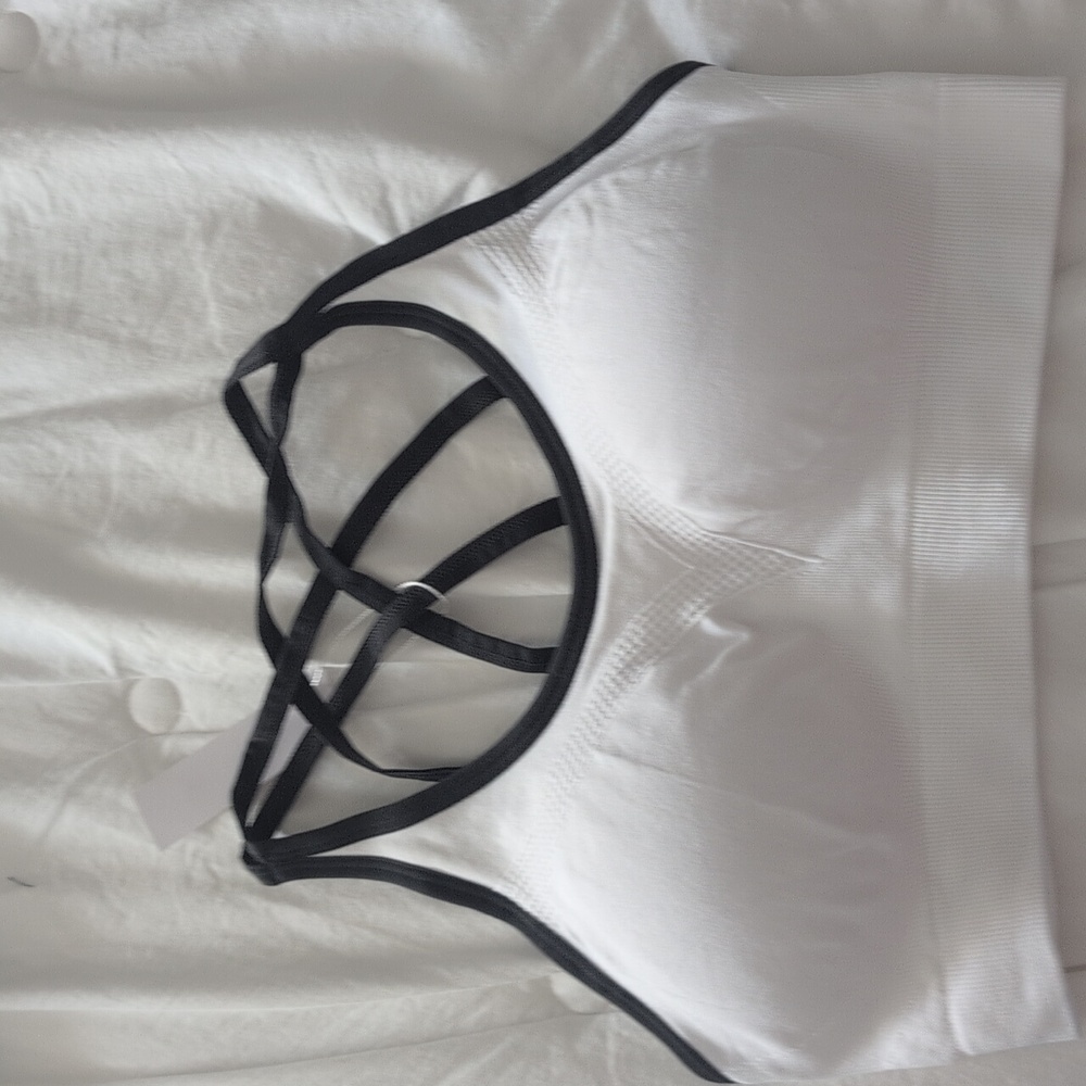 Strappy Black and White Sports Bra